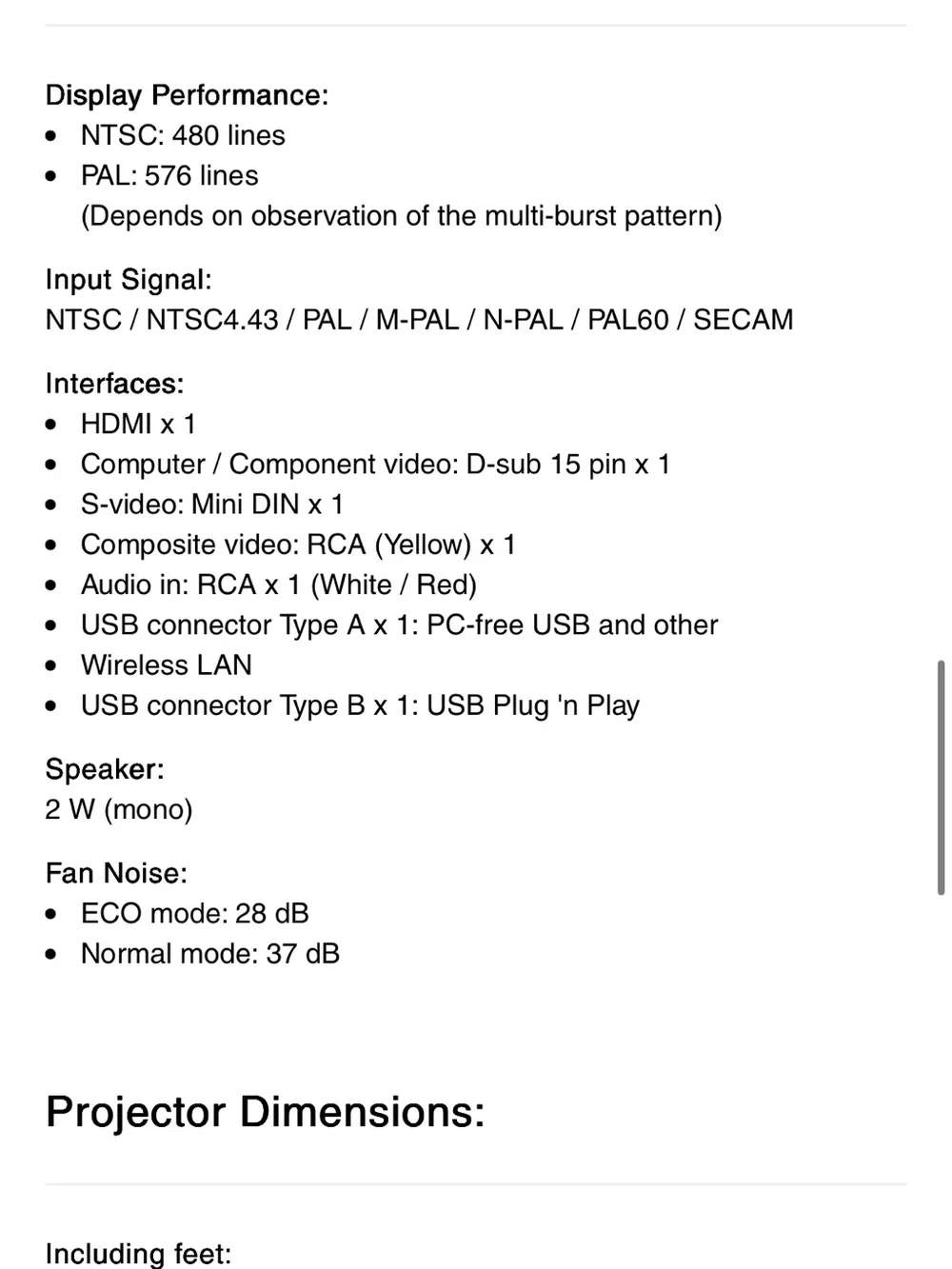Epson Pro EX7260 Projector